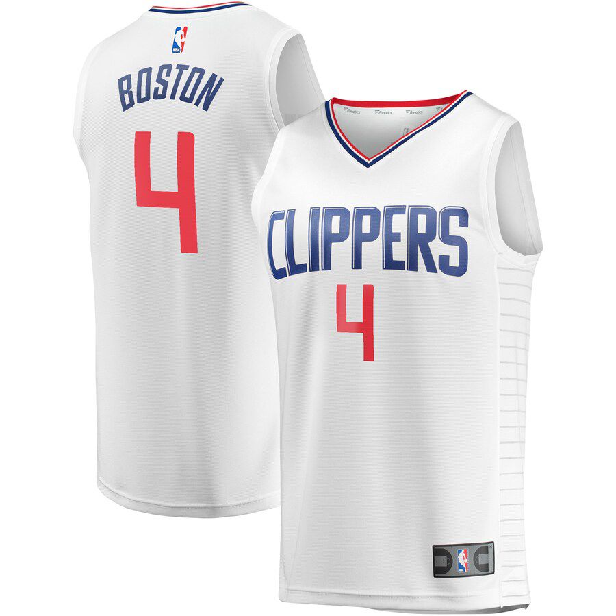 Men Los Angeles Clippers 4 Brandon Boston Fanatics Branded White Fast Break Player NBA Jersey